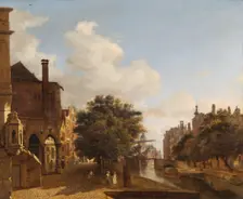 Architectural Fantasy with the Old Town Hall, Amsterdam c1670. Artist: Jan van der Heyden