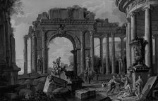 Architectural Landscape with Belisarius Receiving Alms, probably after 1760. Creator: Unknown