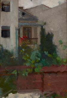Architectural Landscape-View of a Yard-two-sided painting, c1885. Creator: Olga Boznanska