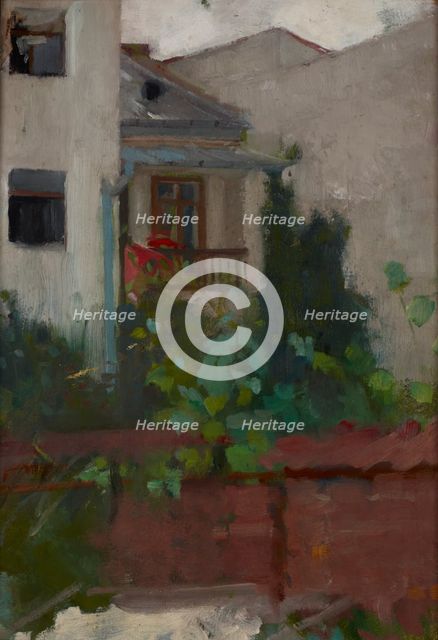 Architectural Landscape-View of a Yard-two-sided painting, c1885. Creator: Olga Boznanska.