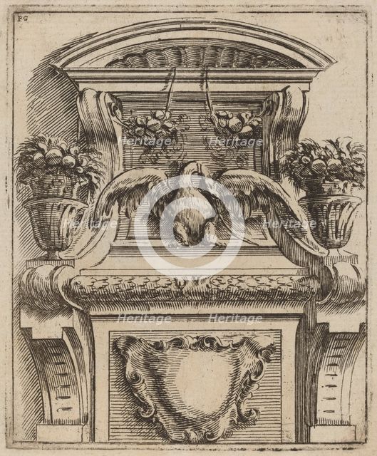 Architectural Motif with a Bird, c. 1690. Creator: Carlo Antonio Buffagnotti.