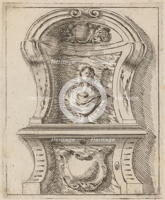 Architectural Motif with a Bust, c. 1690. Creator: Carlo Antonio Buffagnotti.