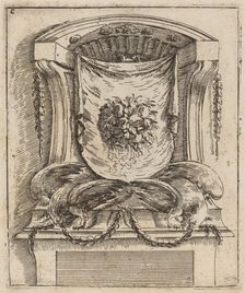 Architectural Motif with a Drape with Fruit, c. 1690. Creator: Carlo Antonio Buffagnotti