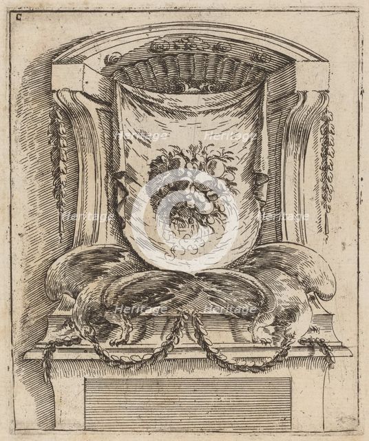 Architectural Motif with a Drape with Fruit, c. 1690. Creator: Carlo Antonio Buffagnotti.