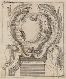 Architectural Motif with Three Shields, c. 1690. Creator: Carlo Antonio Buffagnotti