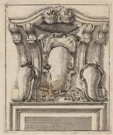 Architectural Motif with Three Shields, c. 1690. Creator: Carlo Antonio Buffagnotti