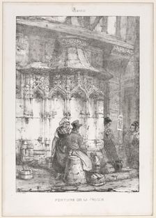 Architectural Remains and Fragments: Rouen - Fontaine de la Crosse, 1827. Creator: Richard Parkes Bonington (British, 1802-1828)
