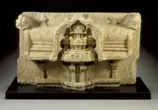 Architectural Section with a Representation of a Temple, 10th century. Creator: Unknown
