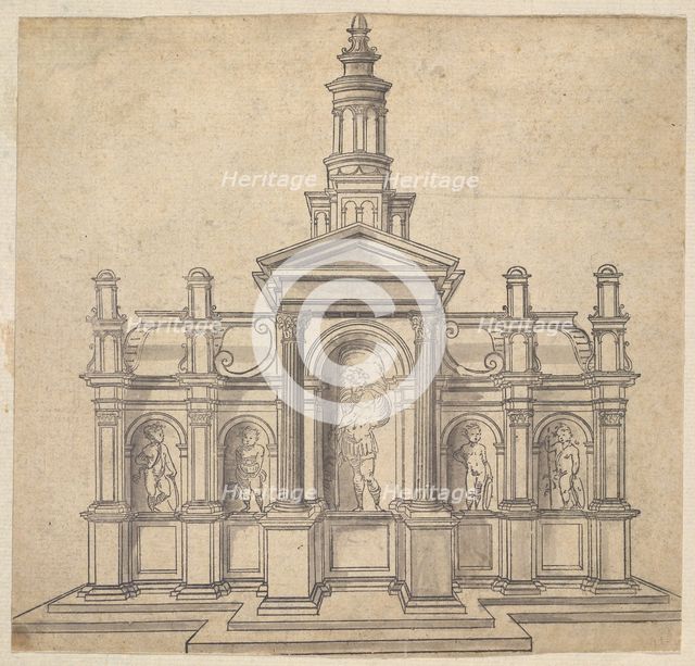 Architecturally-Shaped Tabernacle with a Saint and Four Putti, ca. 1530-49. Creator: Unknown.