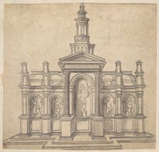 Architecturally-Shaped Tabernacle with a Saint and Four Putti, ca. 1530-49. Creator: Unknown