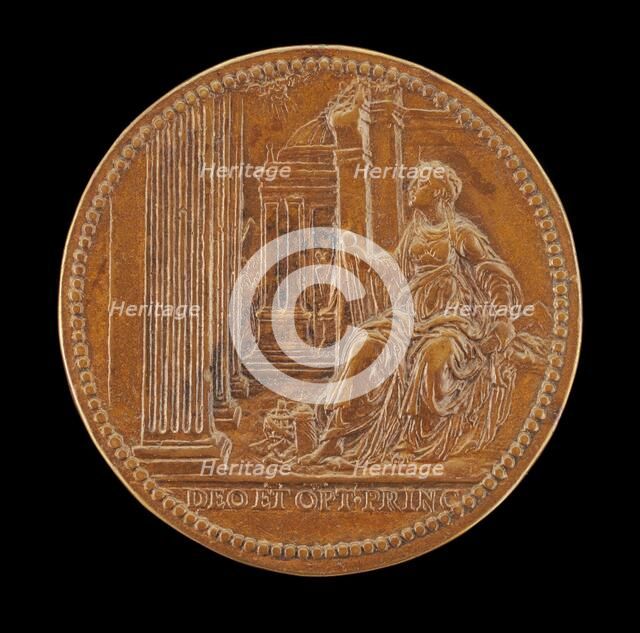 Architecture Holding Compasses and Square [reverse], 1578. Creator: Jacopo da Trezzo.