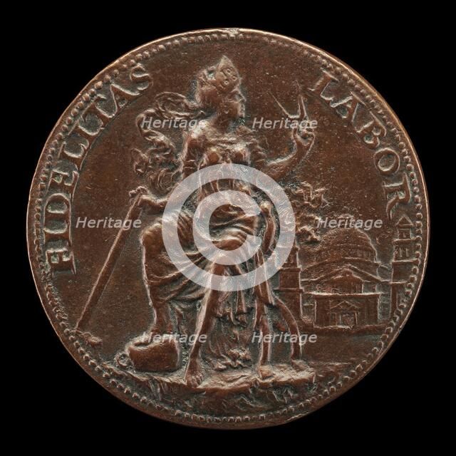 Architecture Holding a Compass and Square [reverse]. Creator: Cristoforo Foppa.