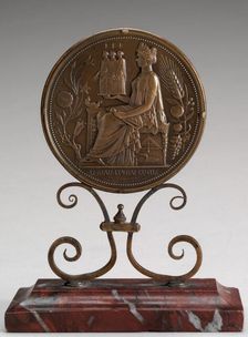 Architecture Holding Statues of Personifications of Structure, Form, and Color (Medal for the Sociét Creator: Eugène-André Oudiné