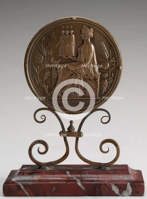 Architecture Holding Statues of Personifications of Structure, Form, and Color (Medal for the Sociét Creator: Eugène-André Oudiné.