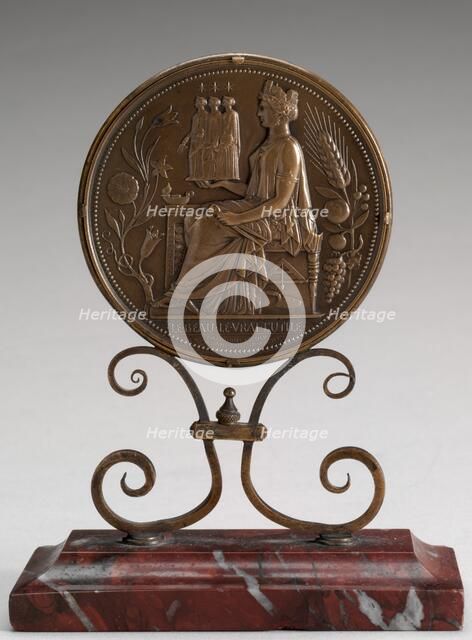 Architecture Holding Statues of Personifications of Structure, Form, and Color (Medal for the Sociét Creator: Eugène-André Oudiné.