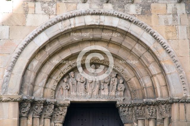 Archivolt with carvings over the doorway, Church of San Juan de Rabanera, Soria, Spain, 2007.  Artist: Samuel Magal