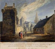 Archiepiscopal Palace And Cathedral. Glasgow. As They Stood In The Year 1790. Creator: Joseph Swan