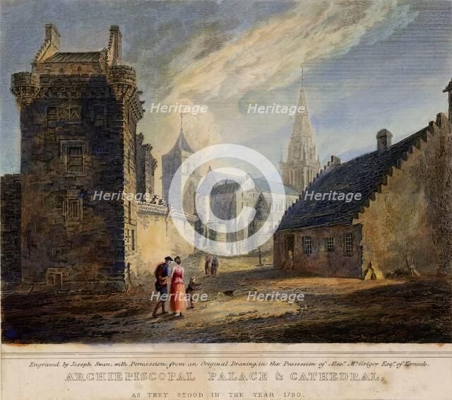 Archiepiscopal Palace And Cathedral. Glasgow. As They Stood In The Year 1790. Creator: Joseph Swan.