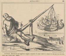 Archimède démontrant aux ingènieurs anglais ..., 19th century. Creator: Honore Daumier