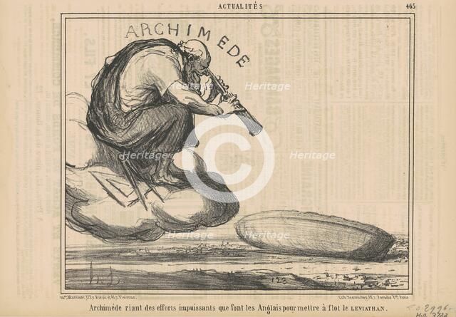 Archimède riant des efforts ..., 19th century. Creator: Honore Daumier.