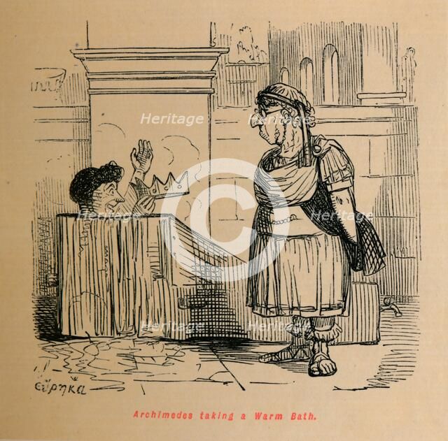 'Archimedes taking a Warm Bath', 1852. Artist: John Leech.