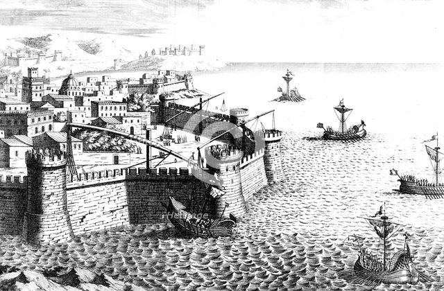 Archimedes' Crow, device used at the Siege of Syracuse, 215-212 BC (18th century). Artist: Unknown