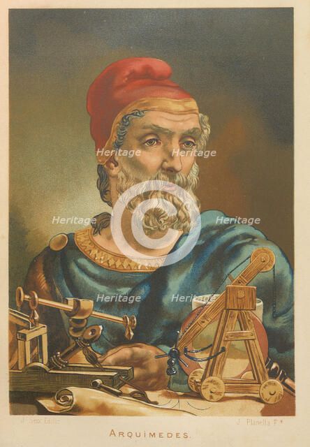 Archimedes of Syracuse. From: La ciencia y sus hombres, 1879. Creator: Planella y Rodríguez, Juan (1849-1910).