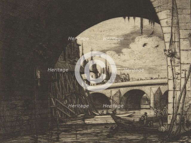 Archway, Pont Nôtre-Dame, Paris, 1853. Creator: Charles Meryon.