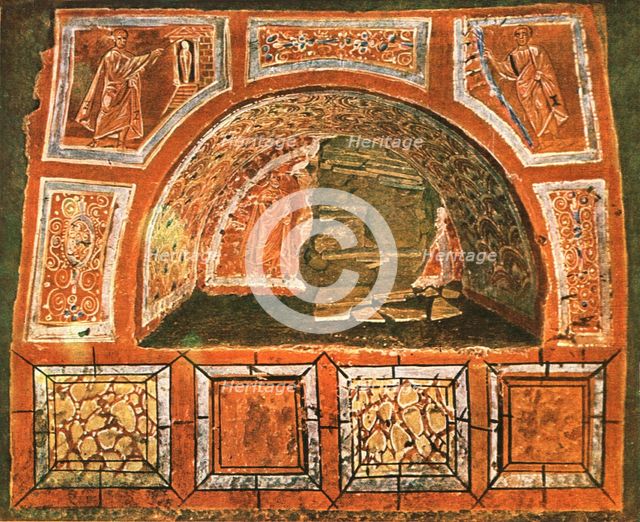 Arcosolium in the Catacomb of Domitilla on the Via Ardeatina, Rome, Italy, (1928). Creator: Unknown.