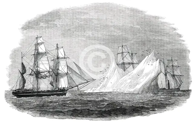 Arctic Expedition in Search of Sir John Franklin - First Iceberg Seen, June 3, 1850. Creator: Unknown.