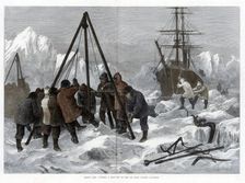 Arctic Life, Cutting a Way Out of the Ice from Winter Quarters 1875. Artist: W Palmer