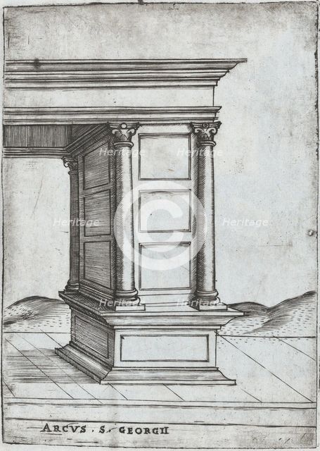Arcus in Provincia, from a Series of Prints depicting (reconstructed) Build..., Plate ca. 1530-1550. Creator: Master GA.