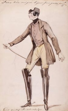 "Are there any trousers here that fit me?" Carl Gustaf Ridderstolpe. (c1840s). Creator: Fritz von Dardel
