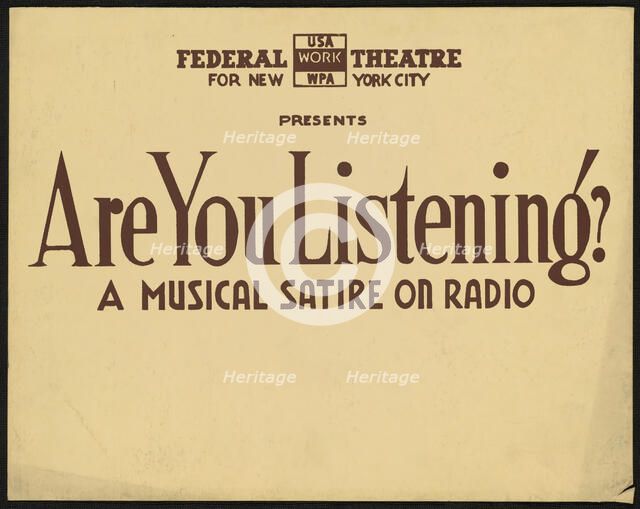Are You Listening, New York, 1938. Creator: Unknown.