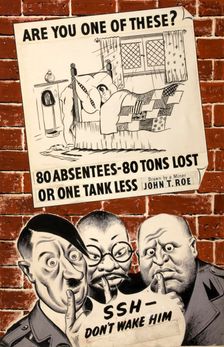 Are you one of these? 80 Absentees - 80 tons lost or... WWII poster, between 1939 and 1946. Creators: Central Office of Information, John T Roe