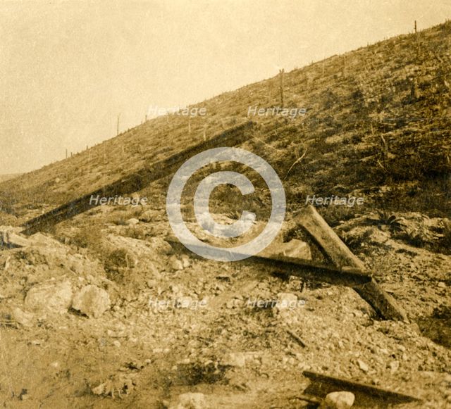 Area surrounding the fort at Douaumont, northern France, c1914-c1918. Artist: Unknown.
