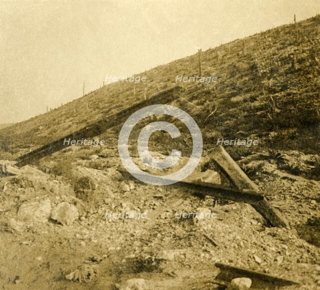 Area surrounding the fort at Douaumont, northern France, c1914-c1918. Artist: Unknown.