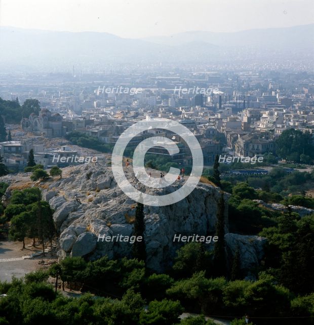 Areopagus Hill seen from the Acropolis, Athens, c20th century. Artist: CM Dixon.