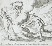 Arethusa Chased by Alpheus, published 1606. Creators: Antonio Tempesta, Wilhelm Janson