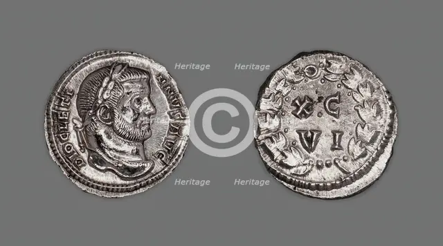 Argenteus (Coin) Portraying Emperor Diocletian, 300, issued by Diocletian or Maximianus. Creator: Unknown.