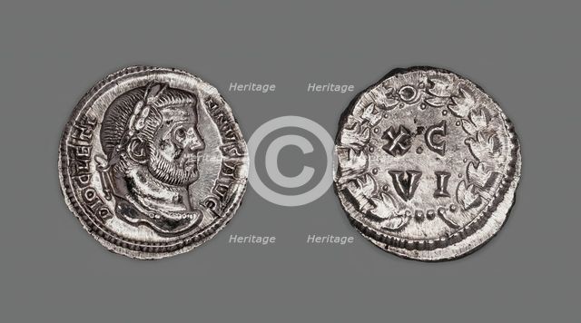 Argenteus (Coin) Portraying Emperor Diocletian, 300, issued by Diocletian or Maximianus. Creator: Unknown.