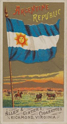 Argentine Republic, from Flags of All Nations, Series 1 (N9) for Allen & Ginter Cigarettes..., 1887. Creator: Allen & Ginter
