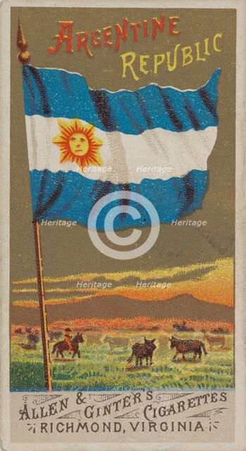 Argentine Republic, from Flags of All Nations, Series 1 (N9) for Allen & Ginter Cigarettes..., 1887. Creator: Allen & Ginter.