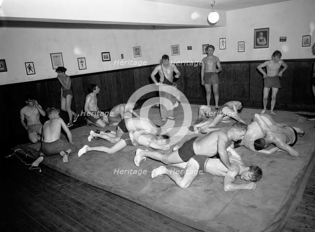 Argos, the wrestling Club of Landskrona, Sweden, in training, 1954 Creator: Unknown.