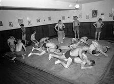 Argos, the wrestling Club of Landskrona, Sweden, in training, 1954