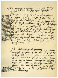 Arguments against Purgatory in the hand of Hugh Latimer, Bishop of Worcester, c1538. Artist: King Henry VIII