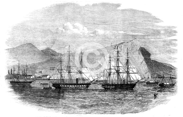 Arica, in Peru, attacked by the Squadron of General Viranco, 1857. Creator: Unknown.