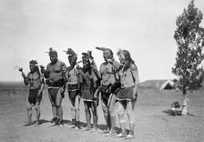 Arikara medicine ceremony-the Bears, c1908. Creator: Edward Sheriff Curtis
