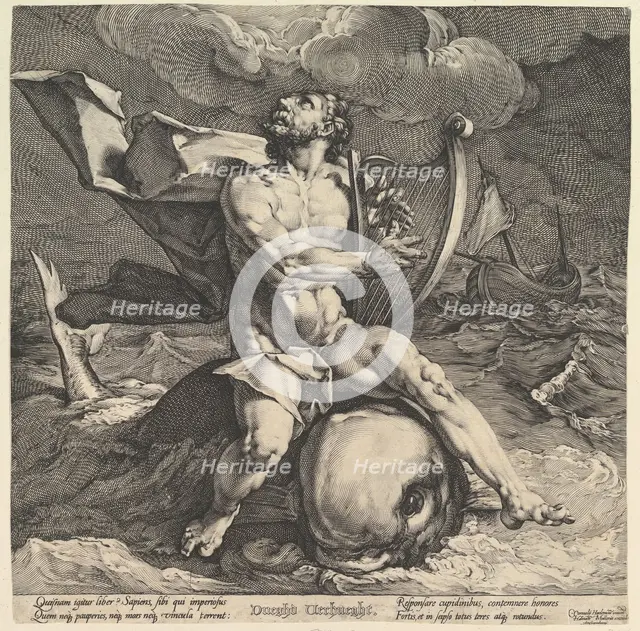 Arion on a Dolphin, ca. 1599. Creators: Cornelis Cornelisz van Haarlem, Jan Muller.