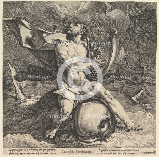 Arion on a Dolphin, ca. 1599. Creators: Cornelis Cornelisz van Haarlem, Jan Muller.